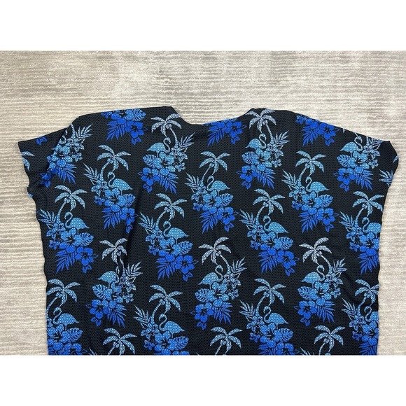 Quacker Factory Top Womens 1X Blue Floral Tropical Poncho Casual - Picture 7 of 11